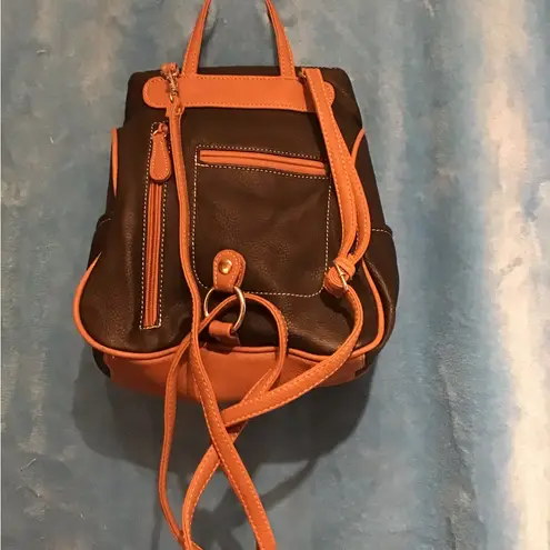 St. John ST JOHNS BACKPACK-PURSE MINI/ Black & BROWN TRIM WITH 10 POCKETS