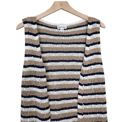 Vigoss  Womens M Longline Open Front Striped Cardigan