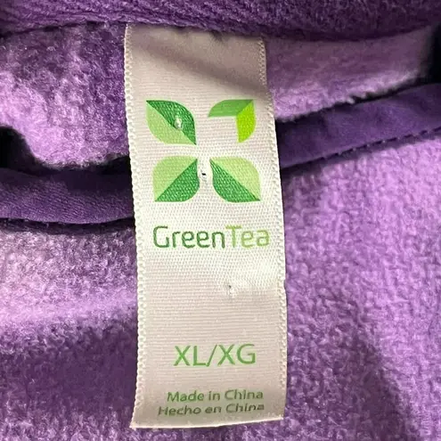 Green Tea Fleece Pullover Womens XL Purple Tie Dye Snap Neck Pockets Used