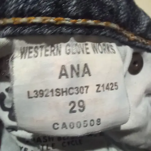 Silver Jeans Ana Denim Skirt-Size 29-Asymmetrical Seam-Raw Hem-Embroidered