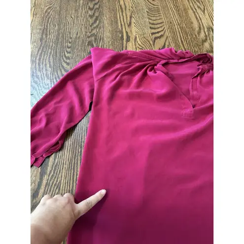 Vintage The Silk Farm 100% Silk Pink Long Sleeve Blouse Size Large Office Work