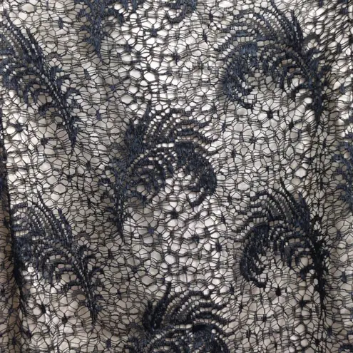 Jessica McClintock Black Nude Lace Criss Cross Back Maxi Slip Dress Vintage 12