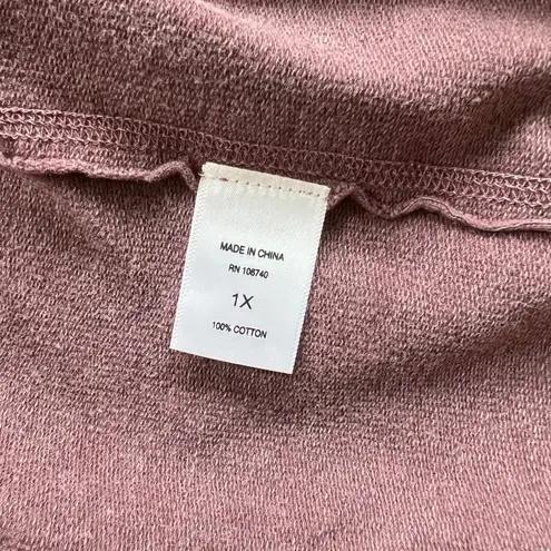 North Style Womens 1X Knit Sleeve Open Front Cardigan Jacket Purple