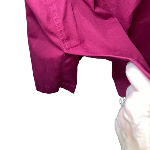 Liz Sport Vintage Burgundy & Faux Leather Trim Shacket Chore Coat