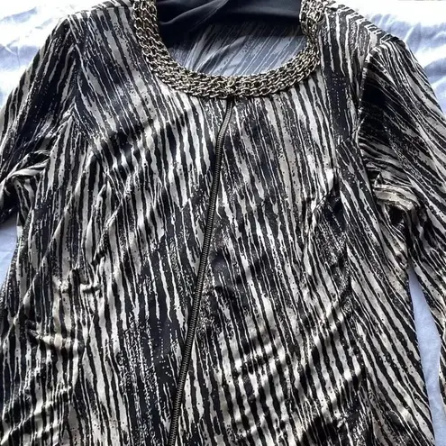 MSK Women’s Gold/Black Sparkle Neck Slinky Western Stretch Top Blouse Size 2XL Black