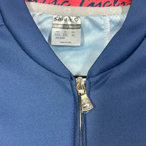 Santic Women's Size XLarge Cycling Jersey Full Zip Biking Shirt Rear Pockets Blue