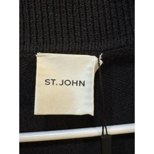 St. John Santana Knit Sweater Blazer Black Gold S Buttons Collared Quiet Luxury