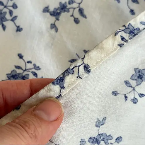 High Sierra Vintage Y2K Babydoll Maxi Dress Sz L White Blue Floral 100% Cotton