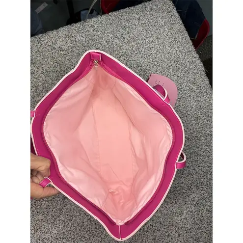 Bath & Body Works Pink Tote Bag with Perforated Design & Pouch