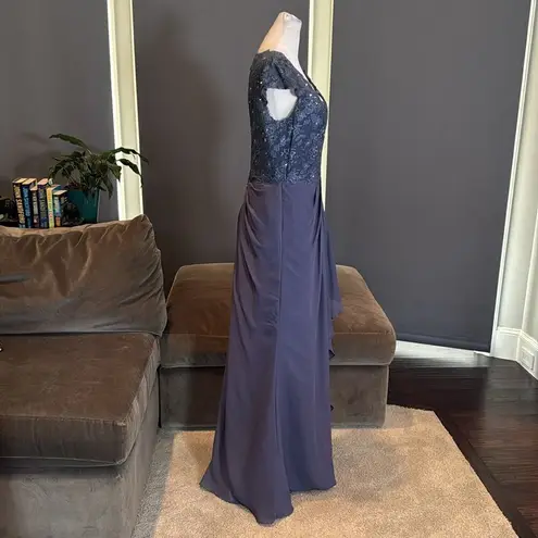 Women’s Full Length Chiffon Formal Mother of the Bride Dress Zip Back Size 8 NWT Blue