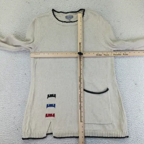 Habitat Womens Sweater Small Beige 100% Cotton Crew Neck Pullover 83021 Natural