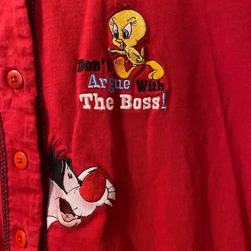 Looney Tunes Womens  VTG 2002 Don’t Argue With The Boss 7-Button Shirt XL Tweety