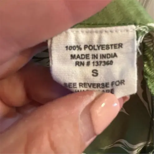 Truly 4 You Women's S Green Palm Leaf Print Midi Dress Summer Casual