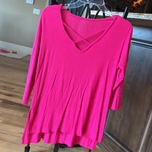 The Comfy Oversized Flowy Long Top Hot Pink Womens XS Roomy