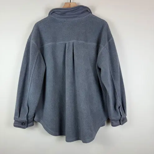 English Factory Oversized Jacket Women's Large Grey Fleece Button Down Shacket