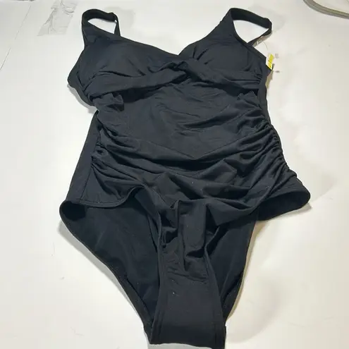 Sea Level Swim Black Eco Essentials Cross Front One Piece Swimsuit Size 4