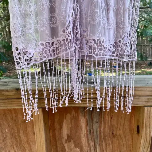 Democracy Women's Lilac Layered Crocheted Top Size S