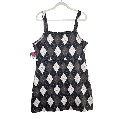 Arizona Jeans Arizona Jean Co. Argyle Mini Tank Dress XL Gray Sleeveless Jumper Academia New