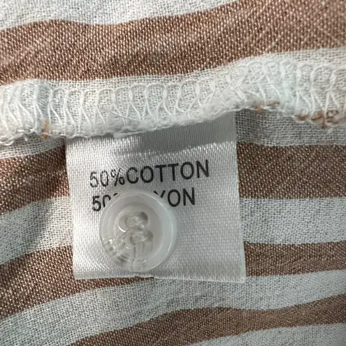 MSJ Striped Shirt Womens 2XL Cotton Business Capsule Workwear Minimalist Relaxed Brown Size XXL