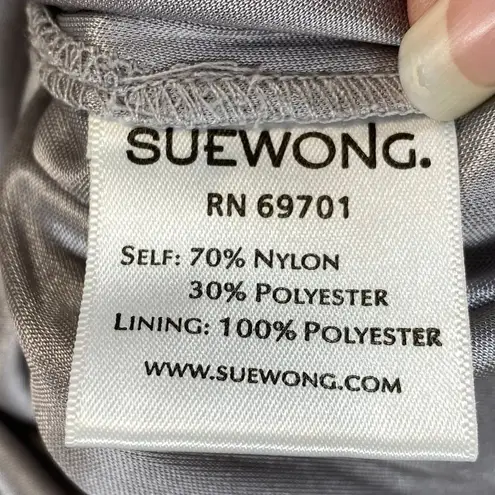 Sue Wong womens Size 8 Dress Nocturne Embellished Formal Gown Party Silver Gray