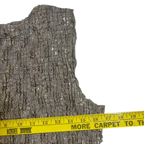 Annie Alexander Sleeveless Top Metallic Crinkle Textured Gray Large Gray