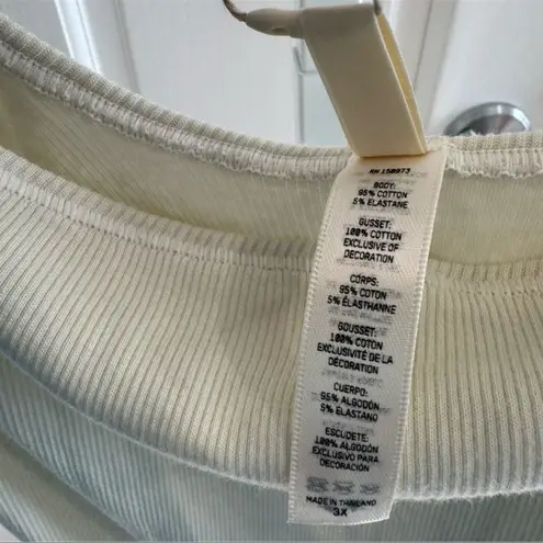 SKIMS Stretch Cotton Ribbed Thong Bodysuit | Bone | Size 3X | NWT