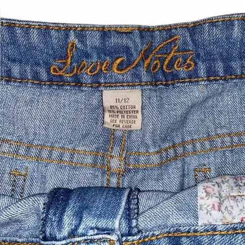 Love Note Y2k low rise denim distressed micro mini shorts with floral pockets