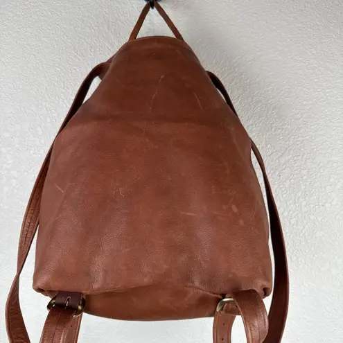 Handmade Vintage Brown Soft Leather Flap Backpack Rucksack Country Boho Hippie