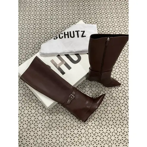 Schutz Jorian Up Boots in Dark Chocolate 5 with Box Womens leather Knee High