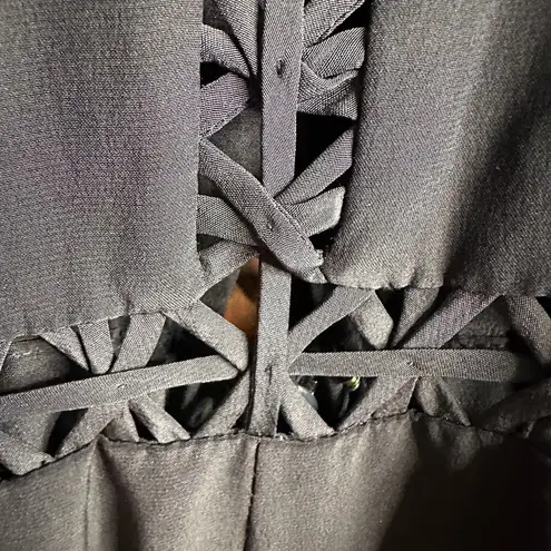 JONATHAN SIMKHAI | Silk Navy Blue Crossbar Romper Jumpsuit | Size Medium