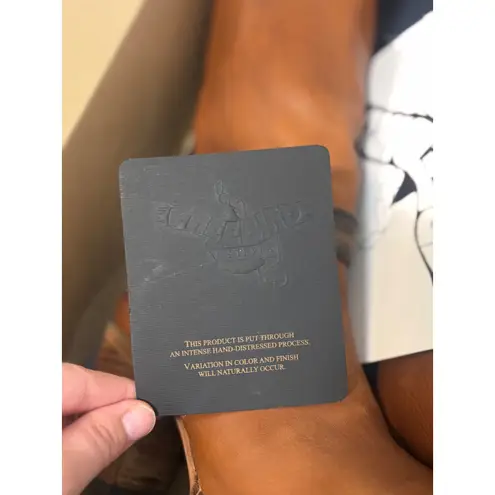 FREEBIRD by Steven Holland Tan Leather Tall Boots Buckle Side Zip Block Heel