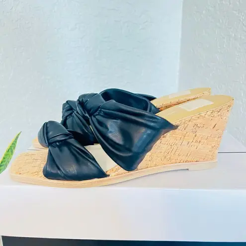 DOLCE VITA Naji Knotted Cork Wedge Mule Sandal, Size 11, Black, NWT Black