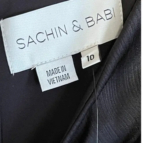 Sachin + Babi NEW Size 10 Jessica Crinkle Gorgette Empire Waist Maxi Gown Black - Image 6