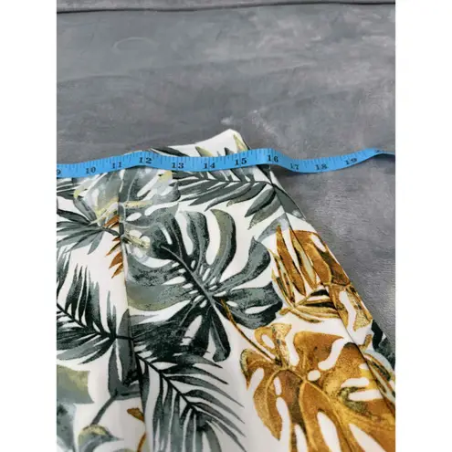 Ember Green White Tropical Leaf Ruffle Asymmetrical A Line Skirt Large Cruise