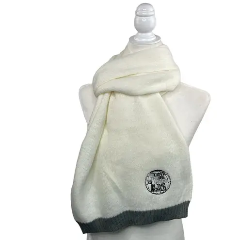 SCARF Tight Knit Rectangular Cream and Gray cozy warm White