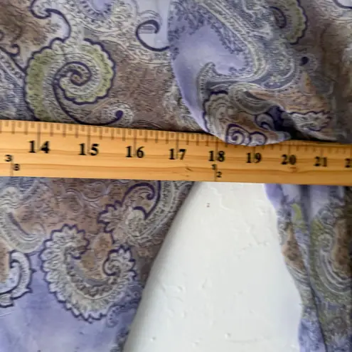 Star City Y2K Small Blue Paisley Retro Hippie Artsy Asymmetrical Sheer Top rain