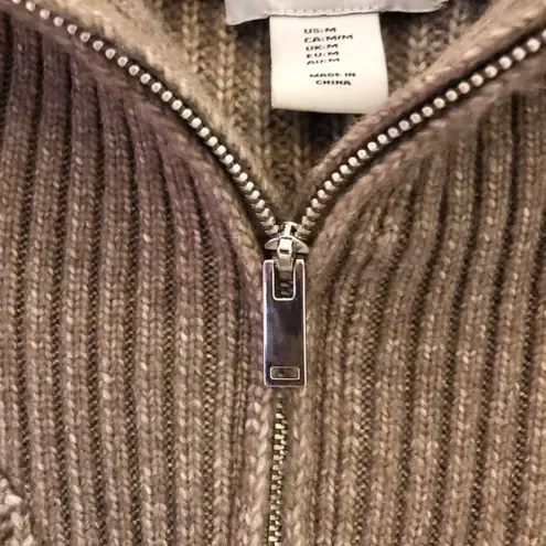 Cupcakes and Cashmere Ribbed Quarter Zip Up Sweater Dress Brown Medium