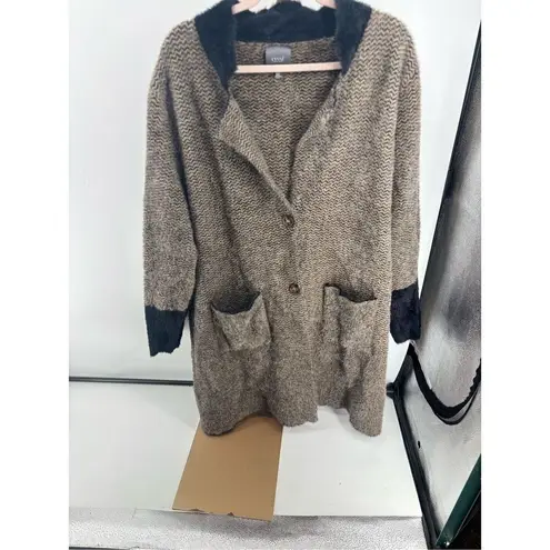 Lysse Cabin Faux Mink Long Coat Chevron Women’s Size Large/Extra large Pockets