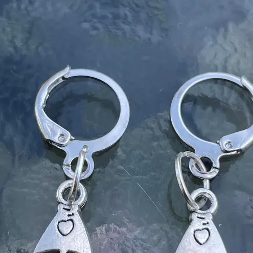 Handmade Silver Y2k Fish Bone Hoop Earrings , Punk Goth Boho Silver