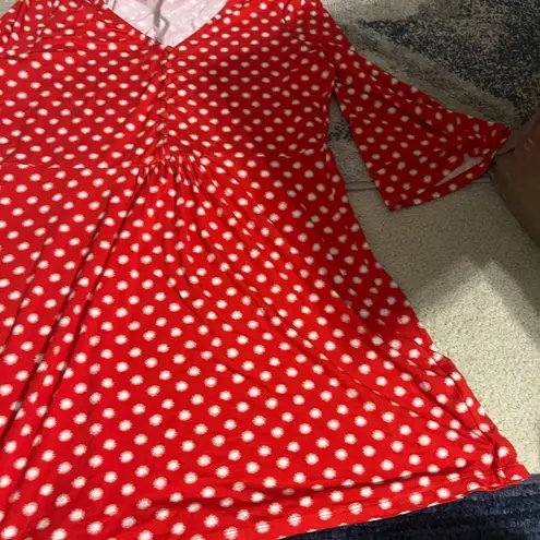 BODEN Scarlett Jersey Tunic Dress Red Pop Star 3/4 Sleeve US Size 12