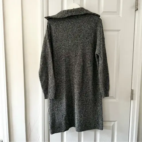 Madewell  Half Zip Collared Ribbed Marled Merino Wool Grey Sweater Dress Large