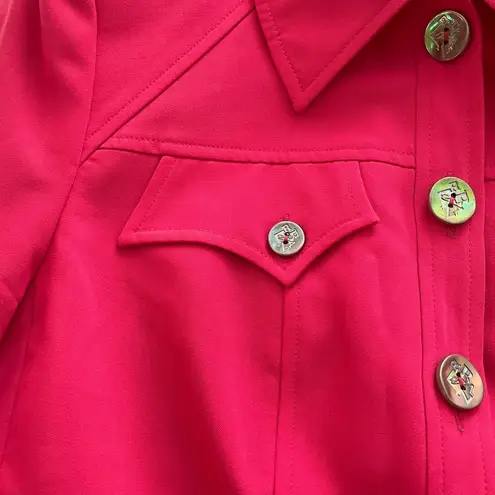 Christian LaCroix Vintage Bazar hot pink 100% wool button up lined blazer, 40