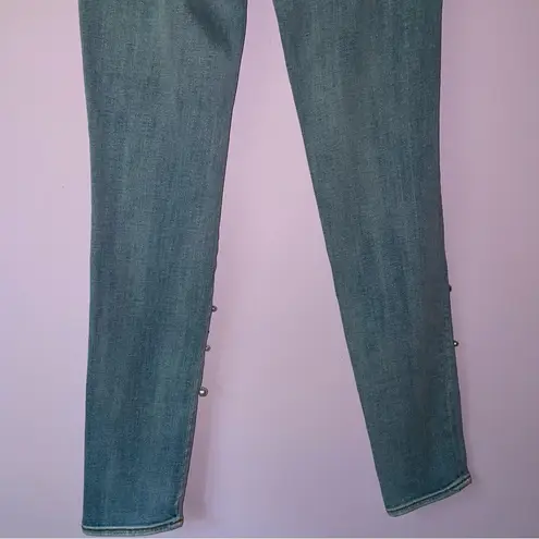 Driftwood Beau Skinny Jeans Size 26 Pearl Studded Light Wash Distressed