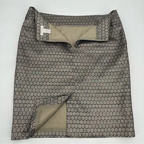 Charter Club Pencil Skirt 14 Women Shiny Gold Knee Length Metallic Lined