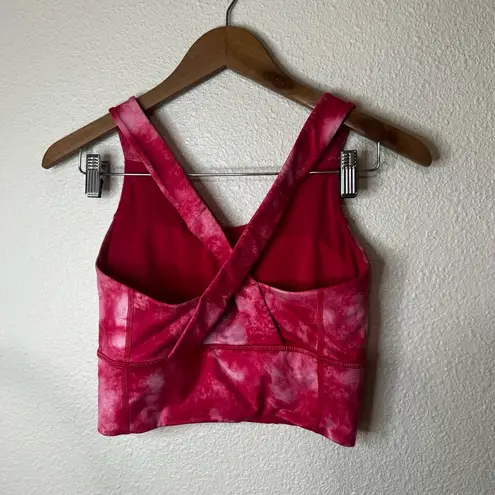 Lululemon Womens Size 6 Pink Tie Dye Crisscross Crop Top Sports Bra Yoga