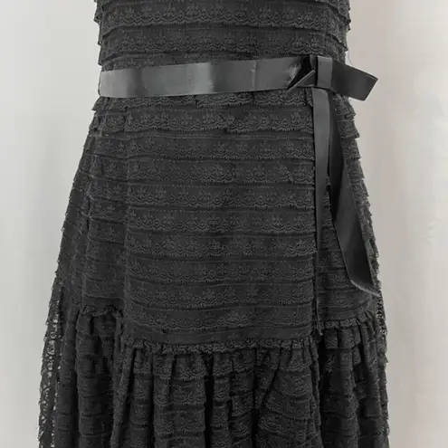 Laundry by Shelli Segal 90s Lace Satin Bow Waist Strapless Dress Black Size 10