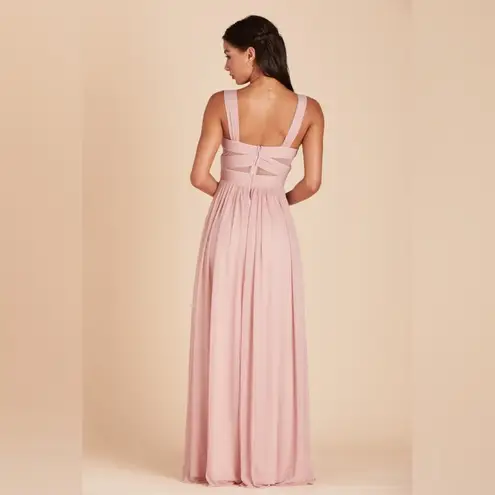 Birdy Grey Dusty Rose Pink Chiffon Full Length Mesh Cutout Elyse Dress