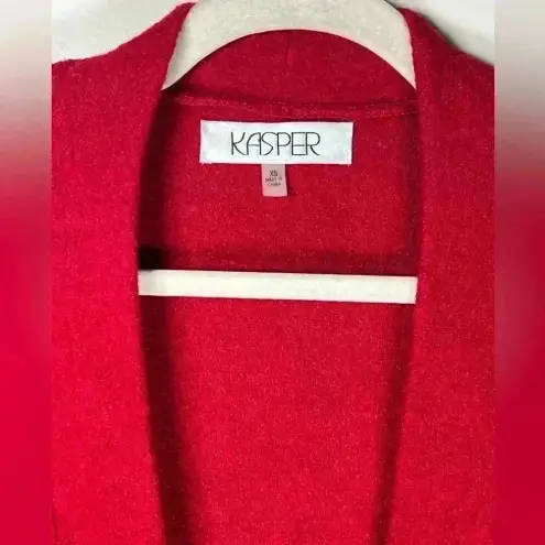 Kasper  Open Front Cardigan Sweater Red Cozy Wool Blend Women’s Size XS