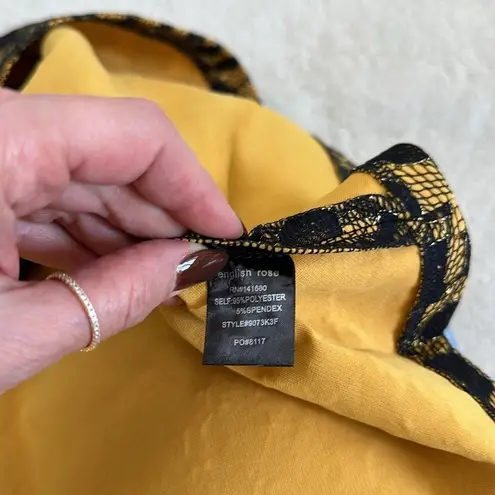 English Rose Leopard Print Yellow, Blue & Black Lace A-Line Mini Skirt Size M