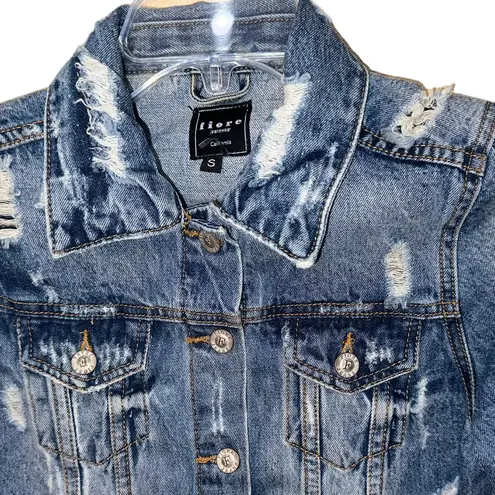 Fiore Women's Distressed Denim Jean Jacket Size Small